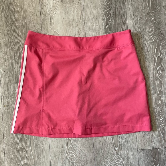 Adidas Golf Skort Climacool Tennis Skirt With Shorts Pink White 3 Stripe Size 12 - Picture 1 of 5